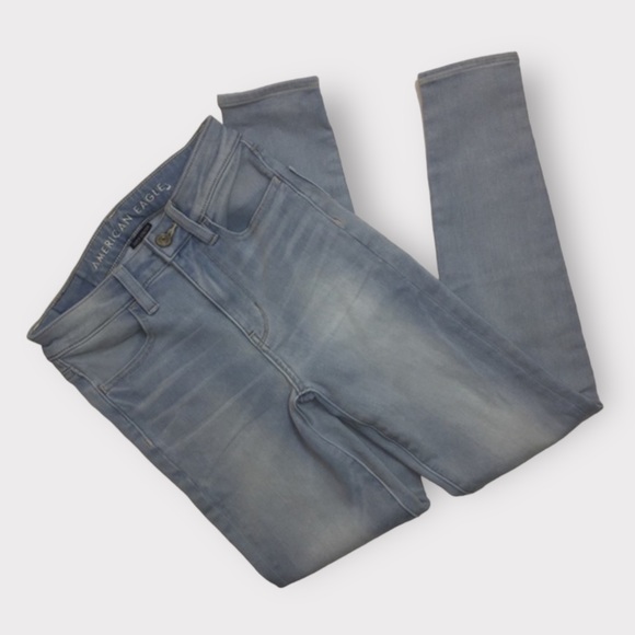 American Eagle Super Hi-Rise Jeggings 00 Regular Light Wash - Picture 4 of 16